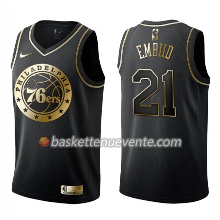 Maillot Basket Philadelphia 76ers Joel Embiid 21 Nike Noir Gold Edition Swingman - Homme